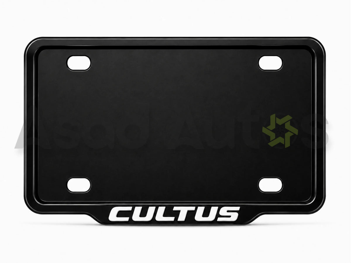 Raptic custom number plate frame white fitted on Suzuki Cultus front plate area - Asad Autos