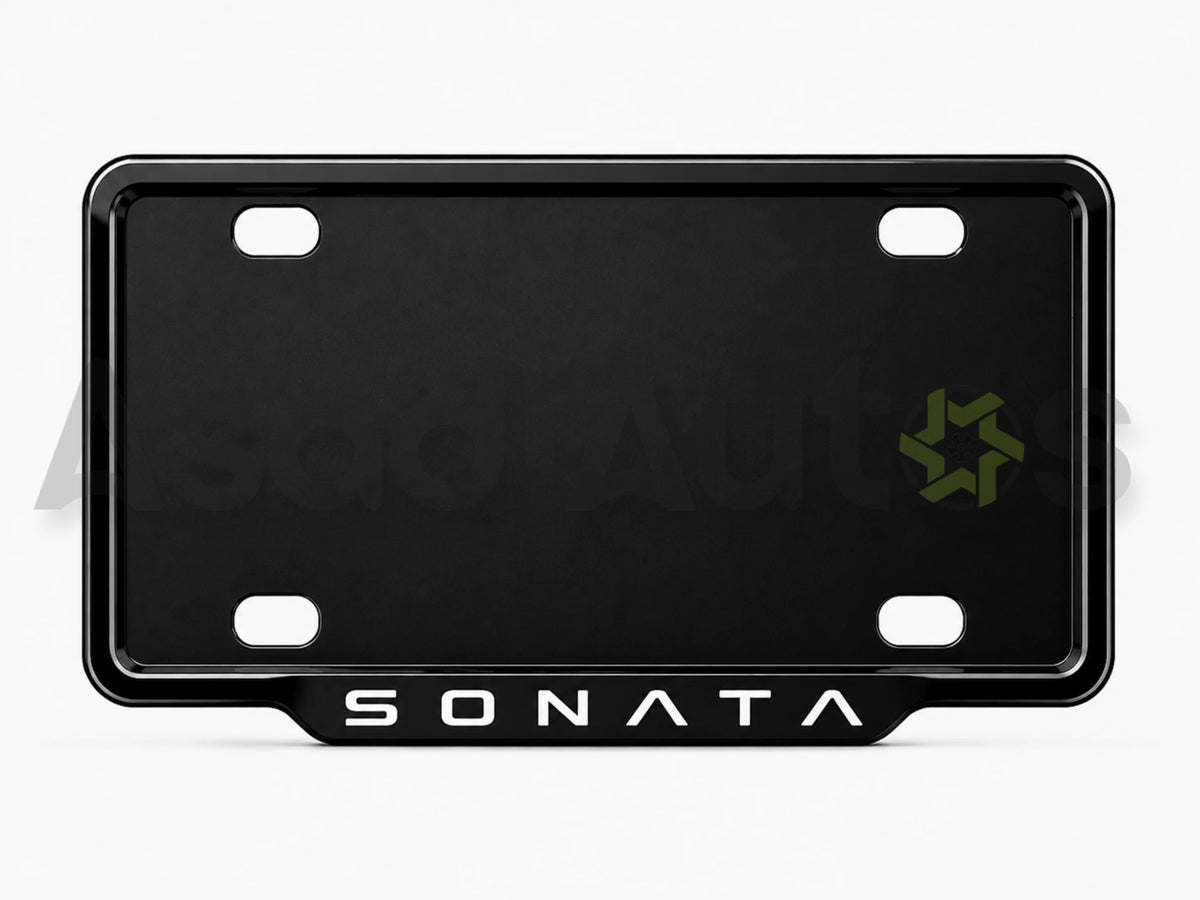 Raptic custom number plate frame-white- fitted on Hyundai Sonata front plate area - Asad Autos