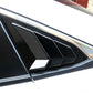 Rear Quarter Side Window Louvers for Honda Civic Sedan 10th Gen (2016-2021) in ABS plastic, 3-vent style with carbon fiber or black finish (2 pieces).
