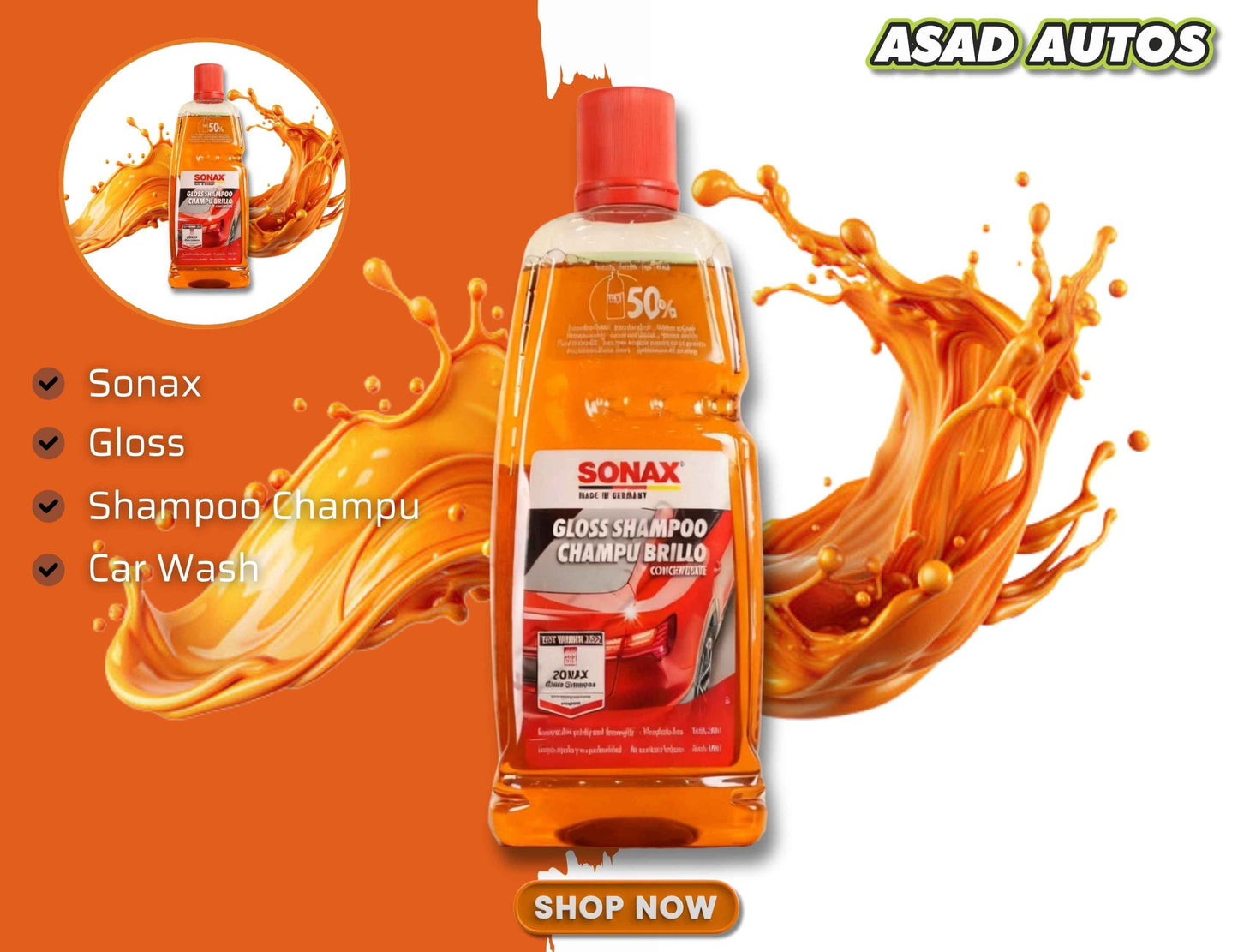Sonax Gloss Shampoo Champú Brillo 1000ml | Shine Enhancing Car Wash