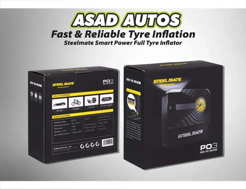 Steelmate Smart Power Full Tyre Inflator – Portable and efficient tyre inflator with digital display for accurate and fast inflation.
