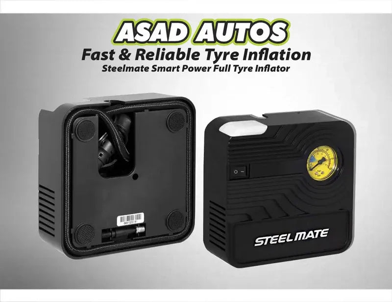 Steelmate Smart Power Full Tyre Inflator – Portable and efficient tyre inflator with digital display for accurate and fast inflation.
