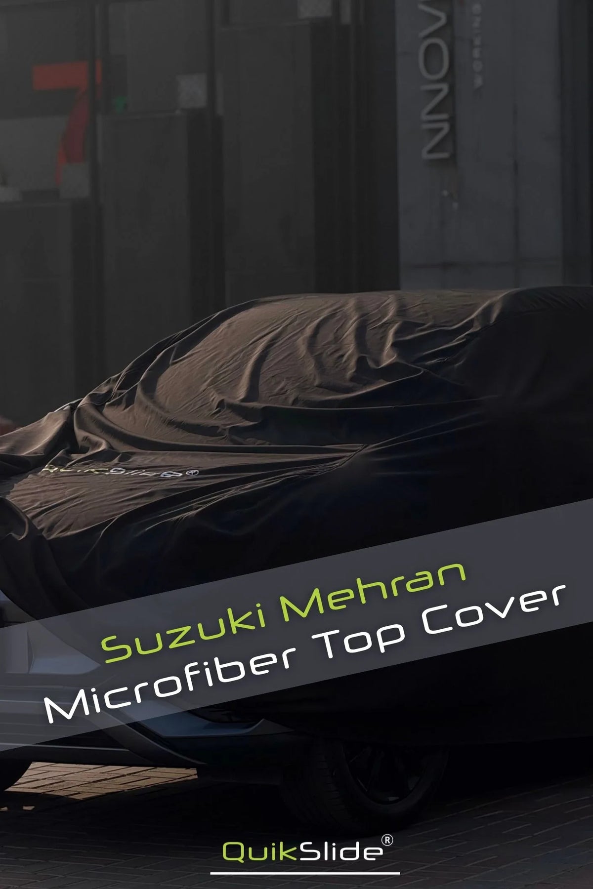 Front view of QuikSlide top cover on Suzuki Mehran bonnet and windscreen