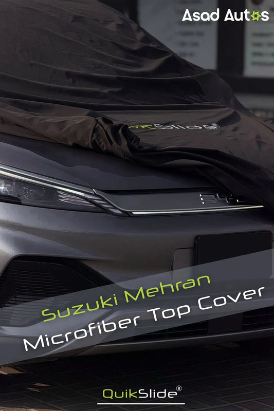 QuikSlide microfiber car cover fitted on a parked Suzuki Mehran