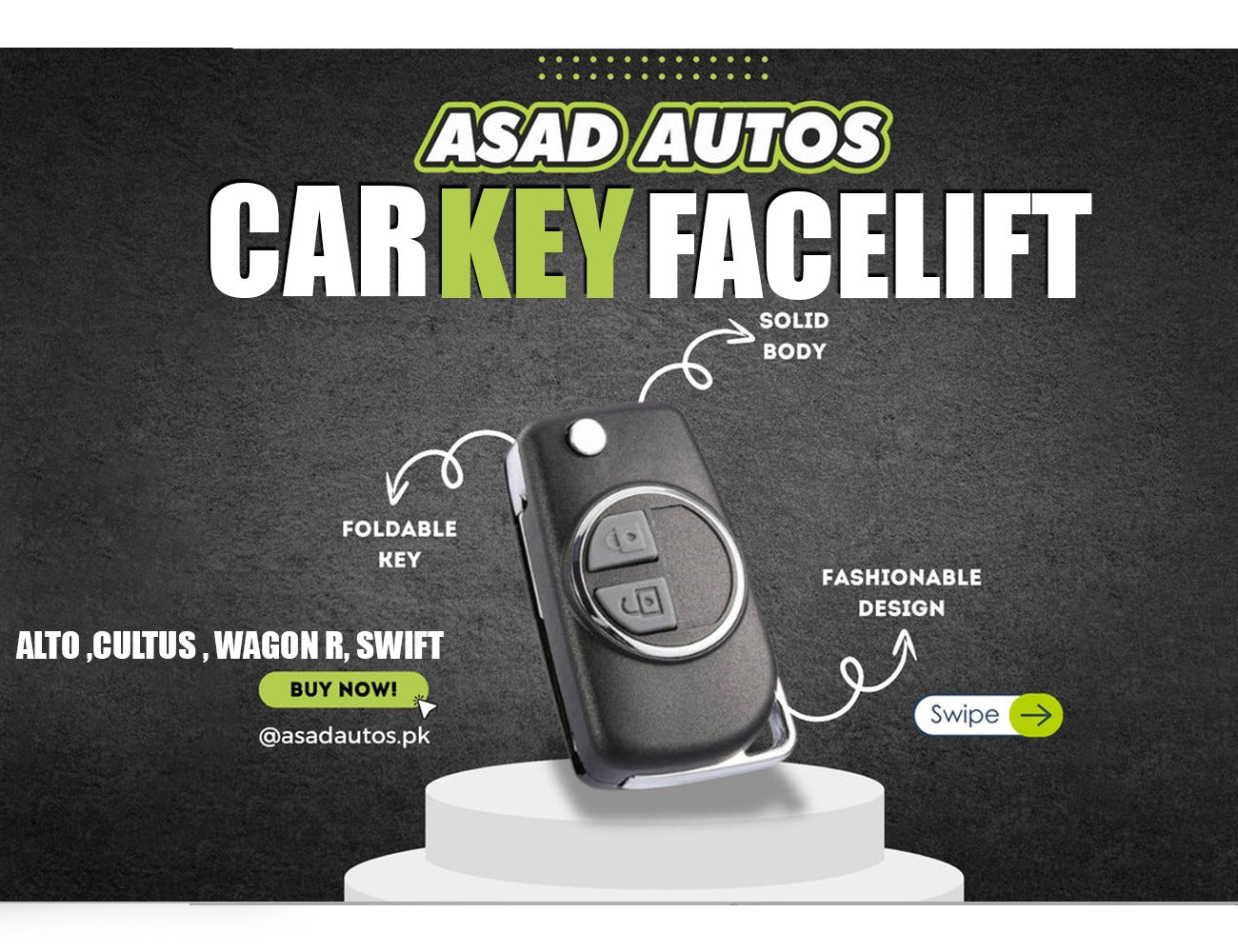 Suzuki Alto 2014-2026 Cultus Wagon R Swift flip key case kit replacement shell