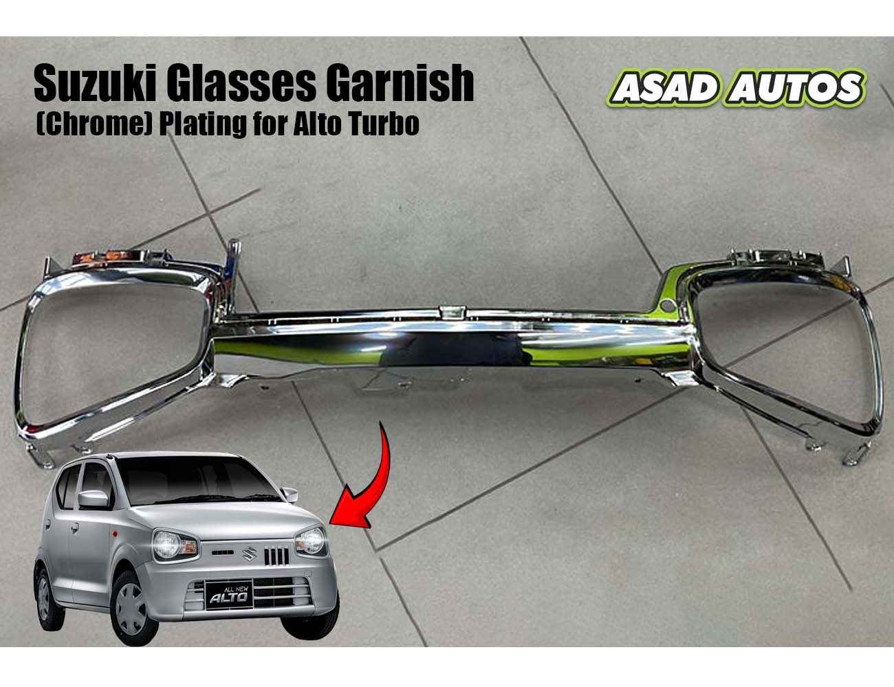 Suzuki Alto 2014-2026 Turbo Glass Garnish (Chrome) Plating – Stylish Automotive Accessories