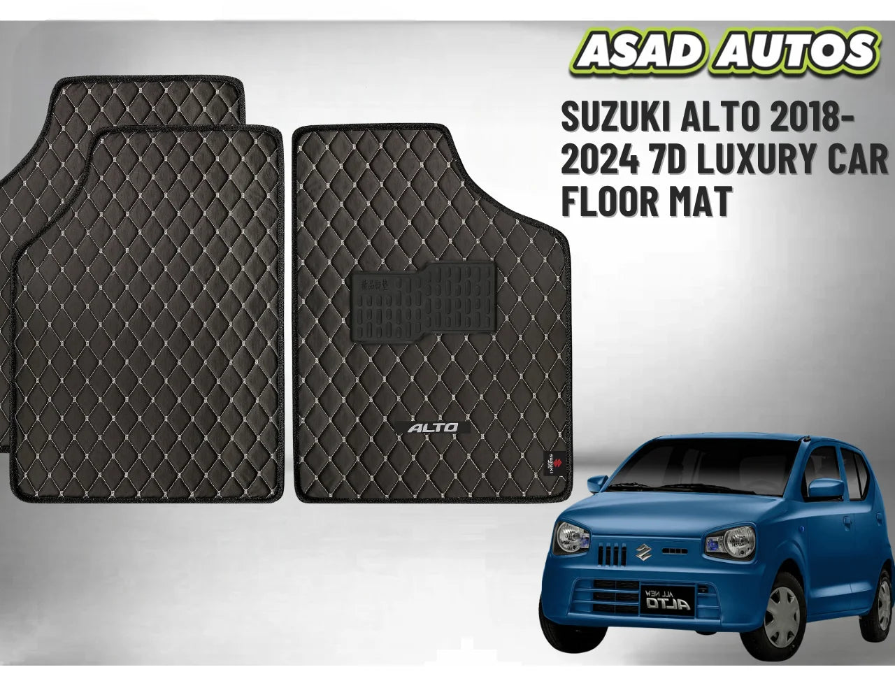 Suzuki Alto 2018–2024 7D Luxury Car Floor Mats – Custom Fit, Waterproof, Stylish Interior Protection
