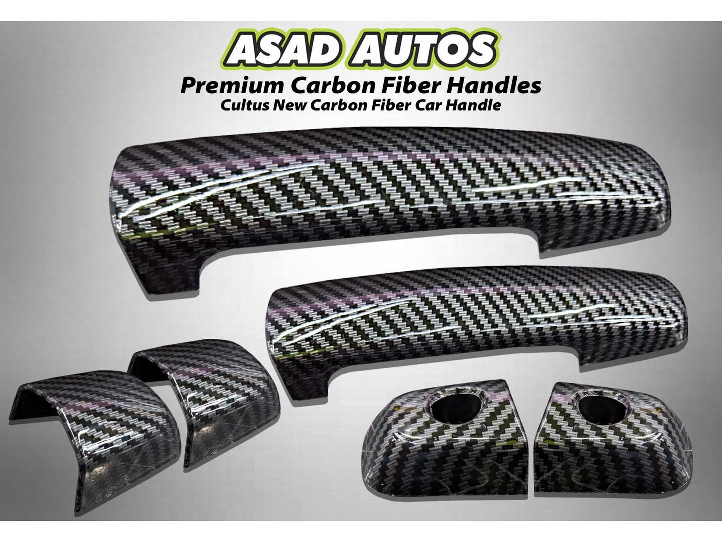 Suzuki Cultus carbon fiber car handles with a sleek and durable finish for a modern upgrade.
