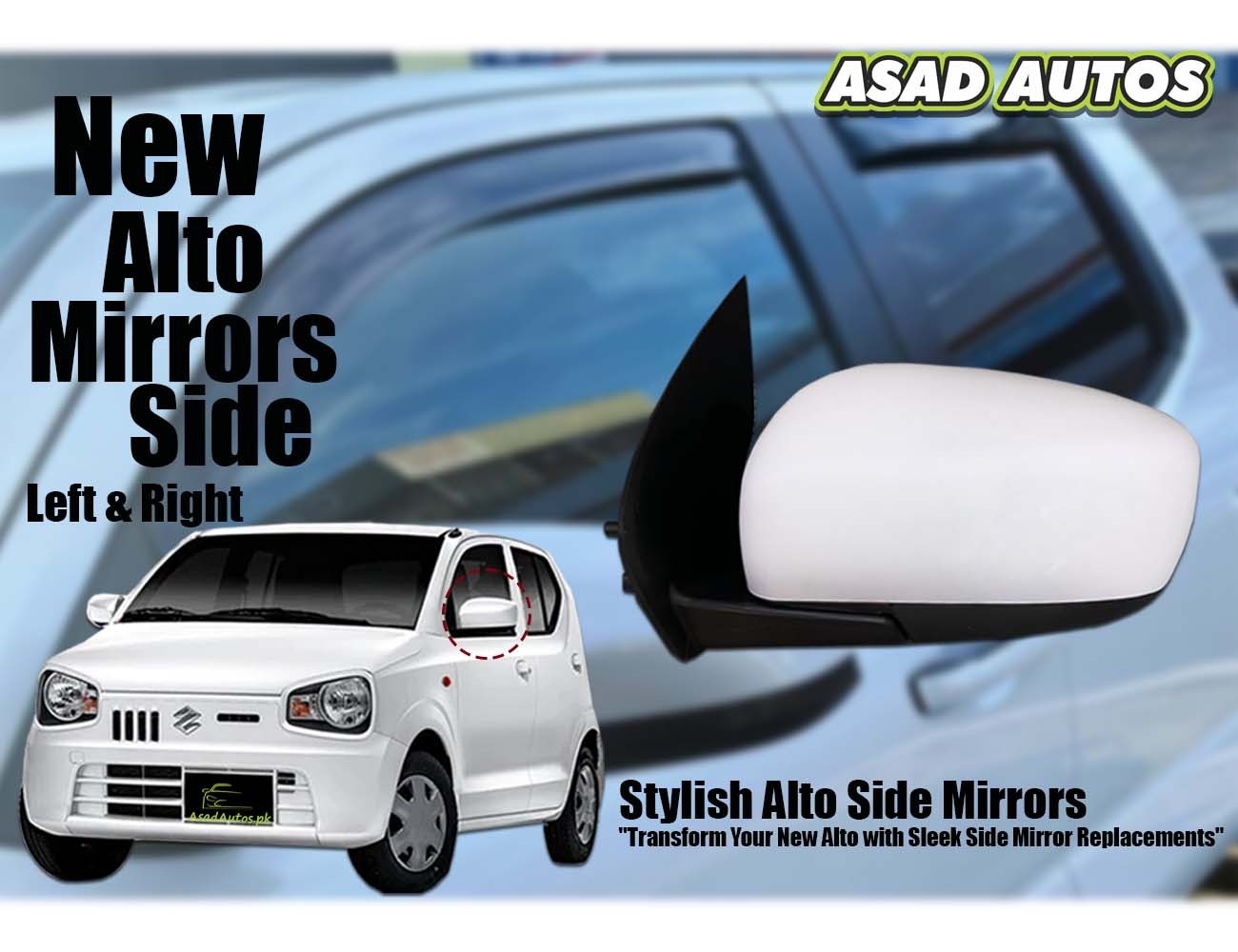 Suzuki New Alto Side Mirrors 2014-2026 – Durable Replacement for Left & Right