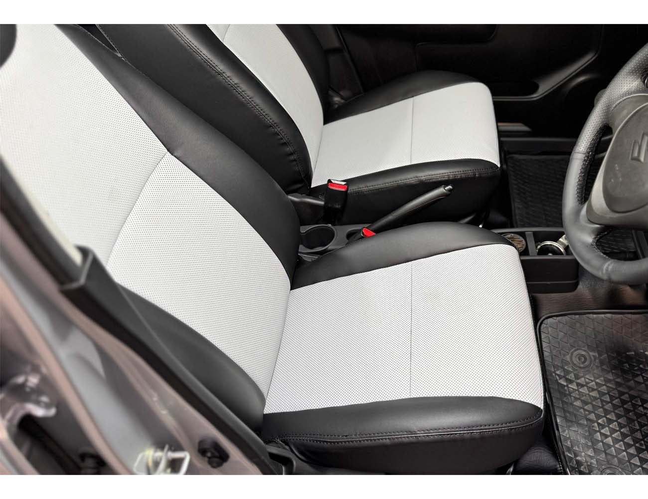 Suzuki New Alto seat cover and steering cover set, providing premium protection and stylish comfort for your vehicle.
