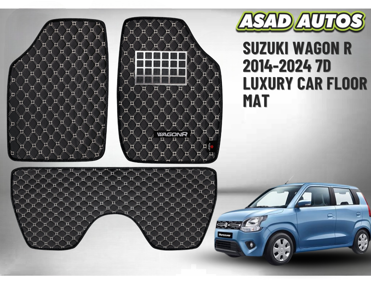 Suzuki Wagon R 2014–2024 7D Luxury Car Floor Mats – Custom Fit, Durable, Waterproof Interior Mats

