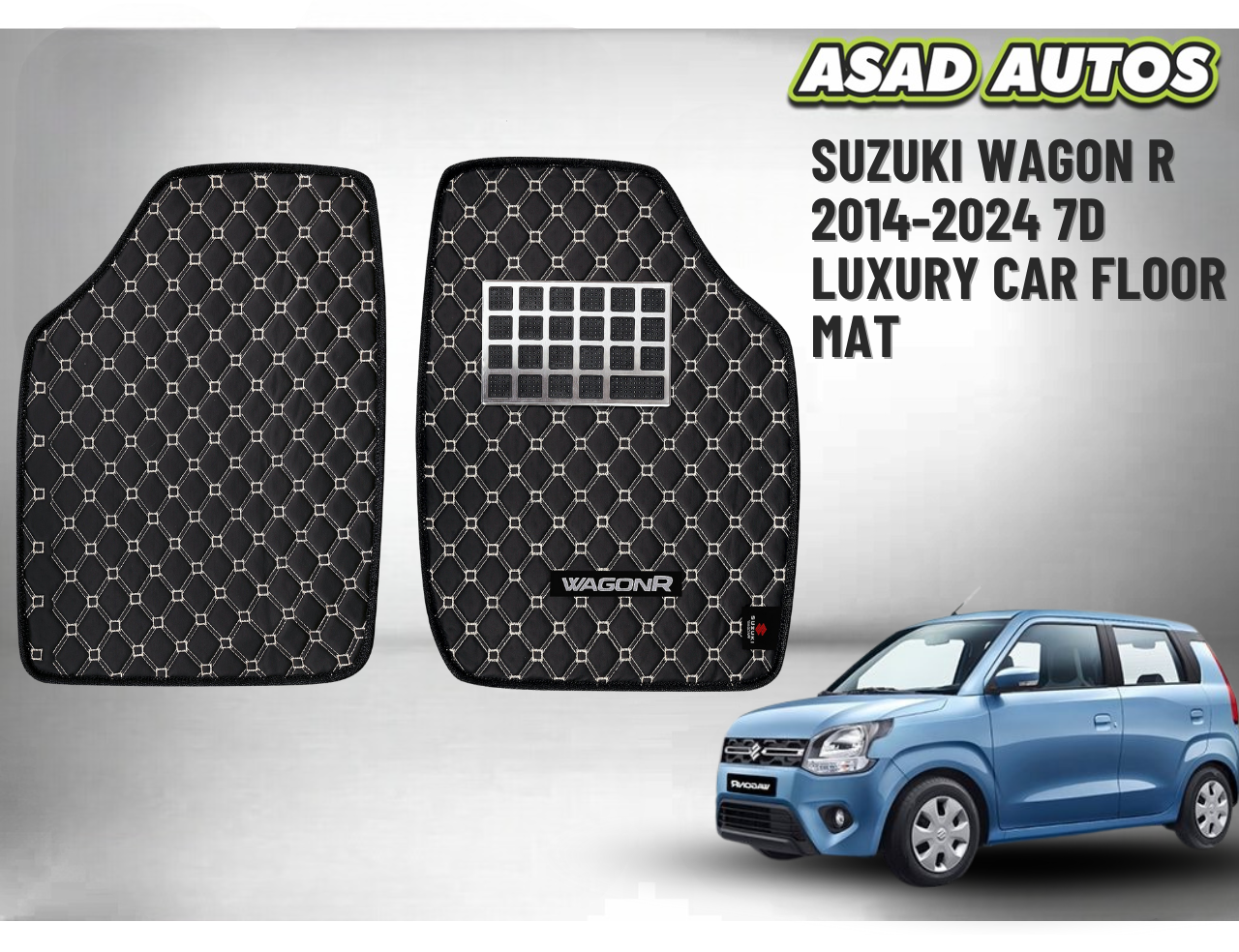 Suzuki Wagon R 2014–2024 7D Luxury Car Floor Mats – Custom Fit, Durable, Waterproof Interior Mats

