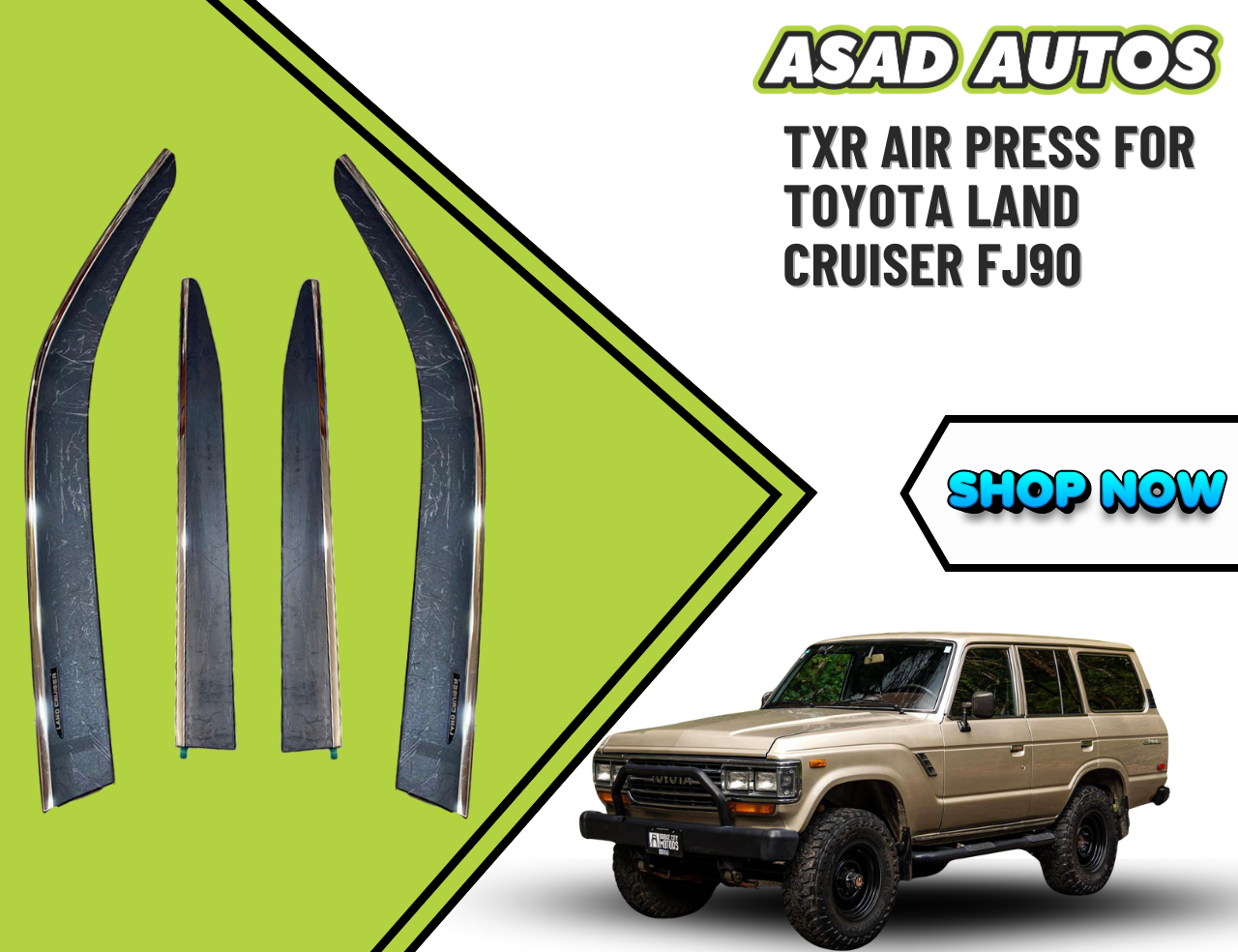 TXR Air Press With Chrome for Toyota Land Cruiser FJ90 – Durable Smoked Window Visors