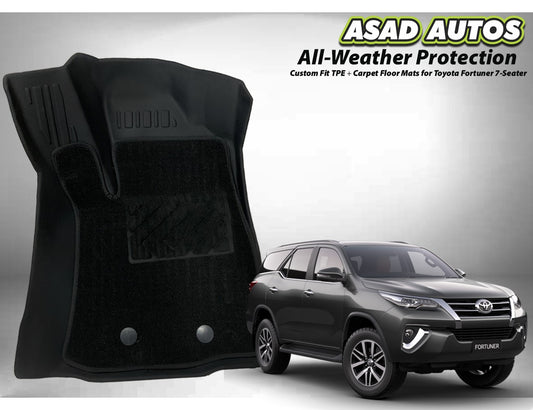 TPE + Carpet Floor Mat 7 Seater for Toyota Fortuner – Custom Fit All-Weather Luxury Mats