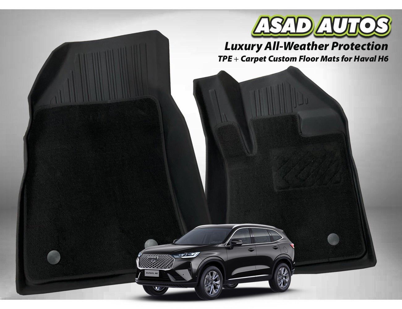 TPE + Carpet Floor Mat for Haval H6 – Custom Fit Luxury All-Weather Mats