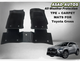 TPE + Carpet Floor Mats for Toyota Cross – Custom Fit Luxury All-Weather Mats
