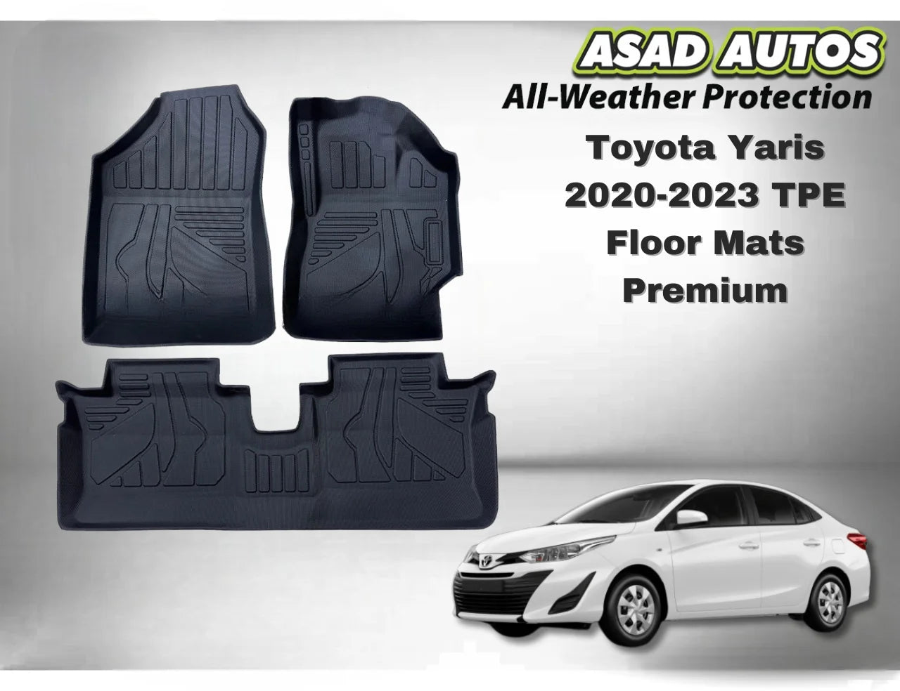 TPE Floor Mats for Toyota Yaris 2020–2023 – Premium Custom-Fit All-Weather Mats
