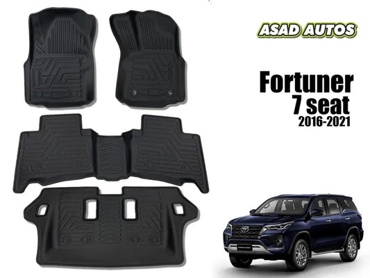 TPE Style Floor Mats with Trunk Mat for Toyota Fortuner (7 Seats) 2016-2021 – Complete Interior Protection