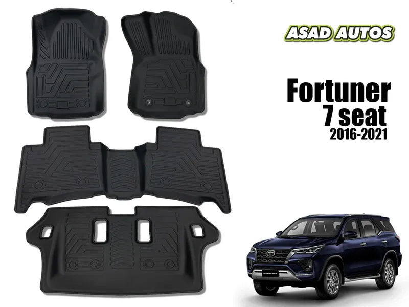 TPE Style Floor Mats with Trunk Mat for Toyota Fortuner (7 Seats) 2016-2021 – Complete Interior Protection