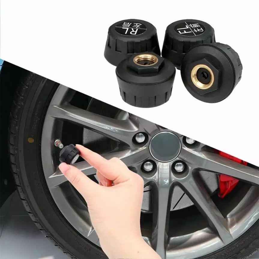 TPMS Tire Pressure Monitor System – Solar Powered, 4 External Sensors, Real-Time Pressure & Temperature Display for Cars