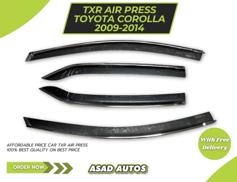 TXR Air Press 4 PCS Sun Visor for Toyota Corolla 2009-2014 – Premium Door Visor & Rain Guard Set