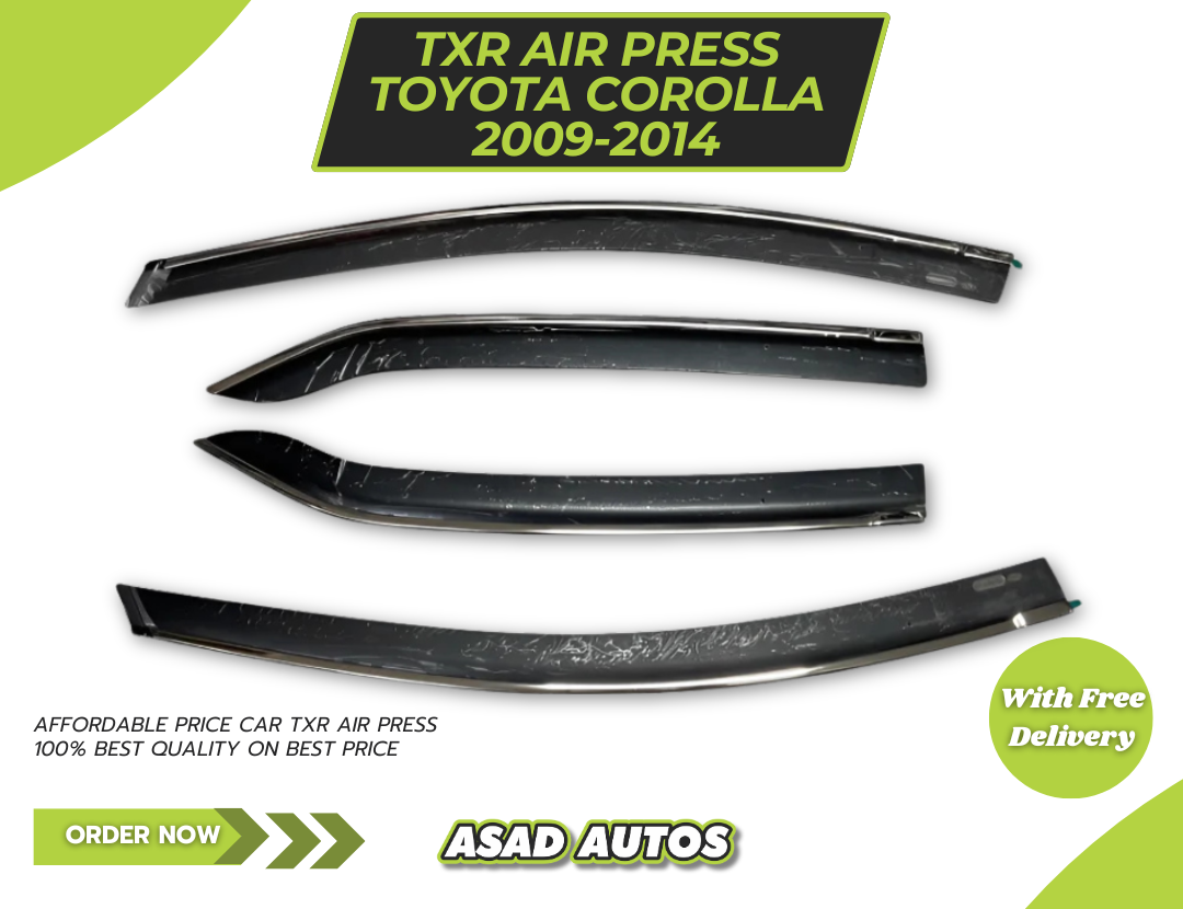 TXR Air Press 4 PCS Sun Visor for Toyota Corolla 2009-2014 – Premium Door Visor & Rain Guard Set