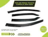 TXR Air Press 4 PCS Sun Visor for Toyota Corolla 2014-2026 – Premium Door Visor & Rain Guard Set