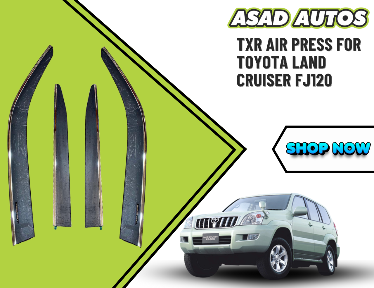 TXR Air Press for Toyota Land Cruiser FJ120 – Smoked Window Visors for Rain & Wind Protection