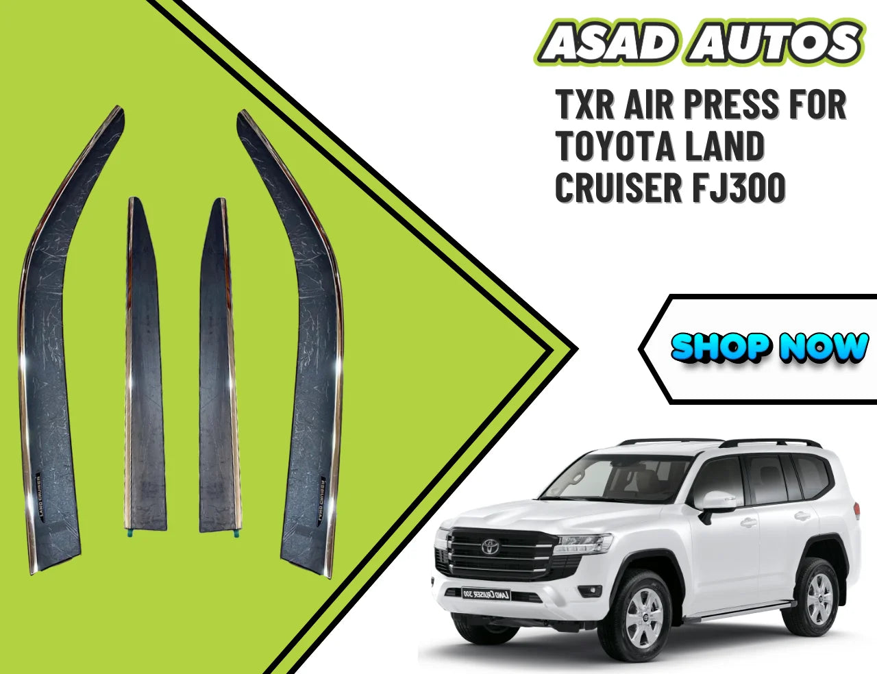 TXR Air Press for Toyota Land Cruiser FJ300 – Smoked Window Visors for Wind & Rain Protection (2021–Present)