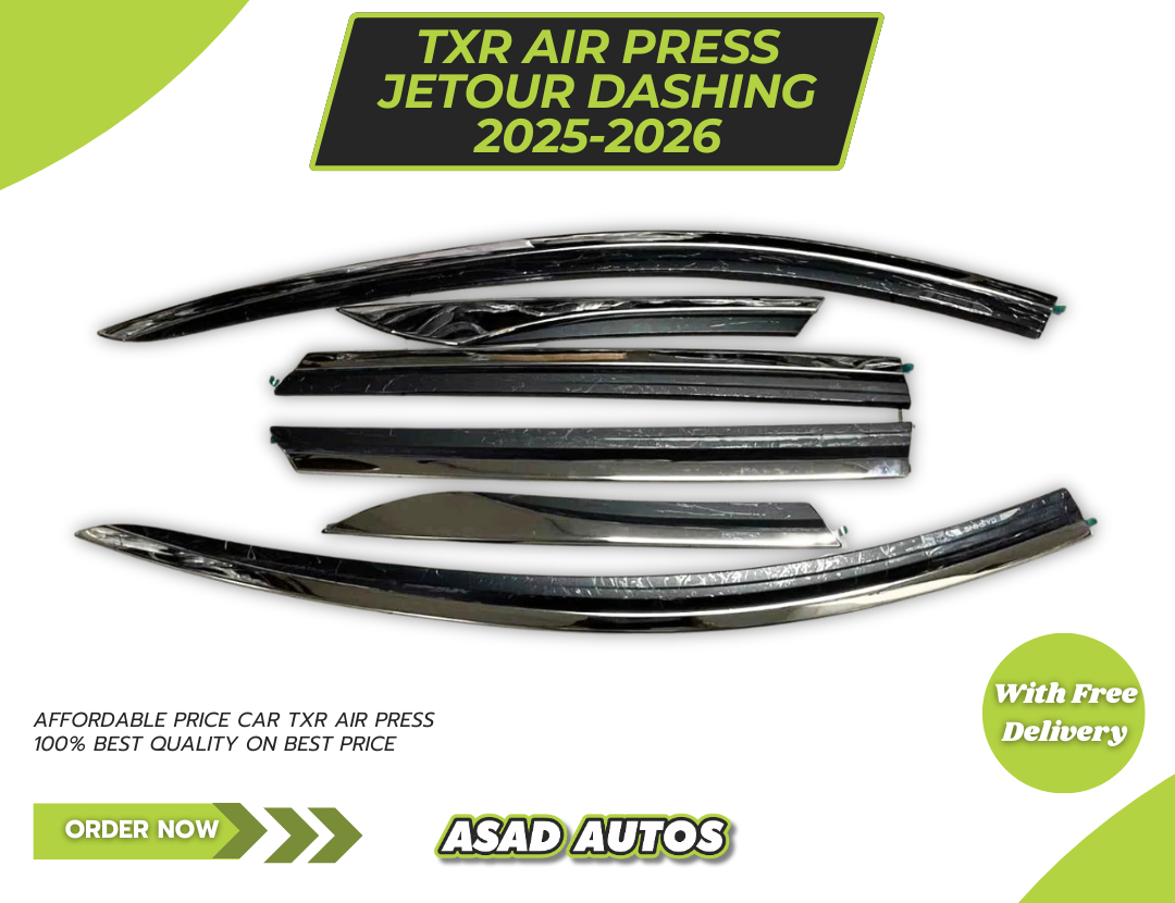 TXR Air Press with Chrome – 6 PCs window visor set for Jetour Dashing 2025-2026, stylish car accessory.