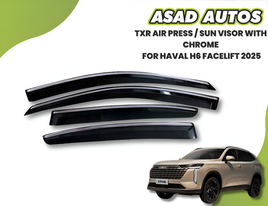 TXR Air Press / Sun Visor with Chrome for Haval H6 Facelift (2025) – Sleek Protection with Stylish Chrome Finish