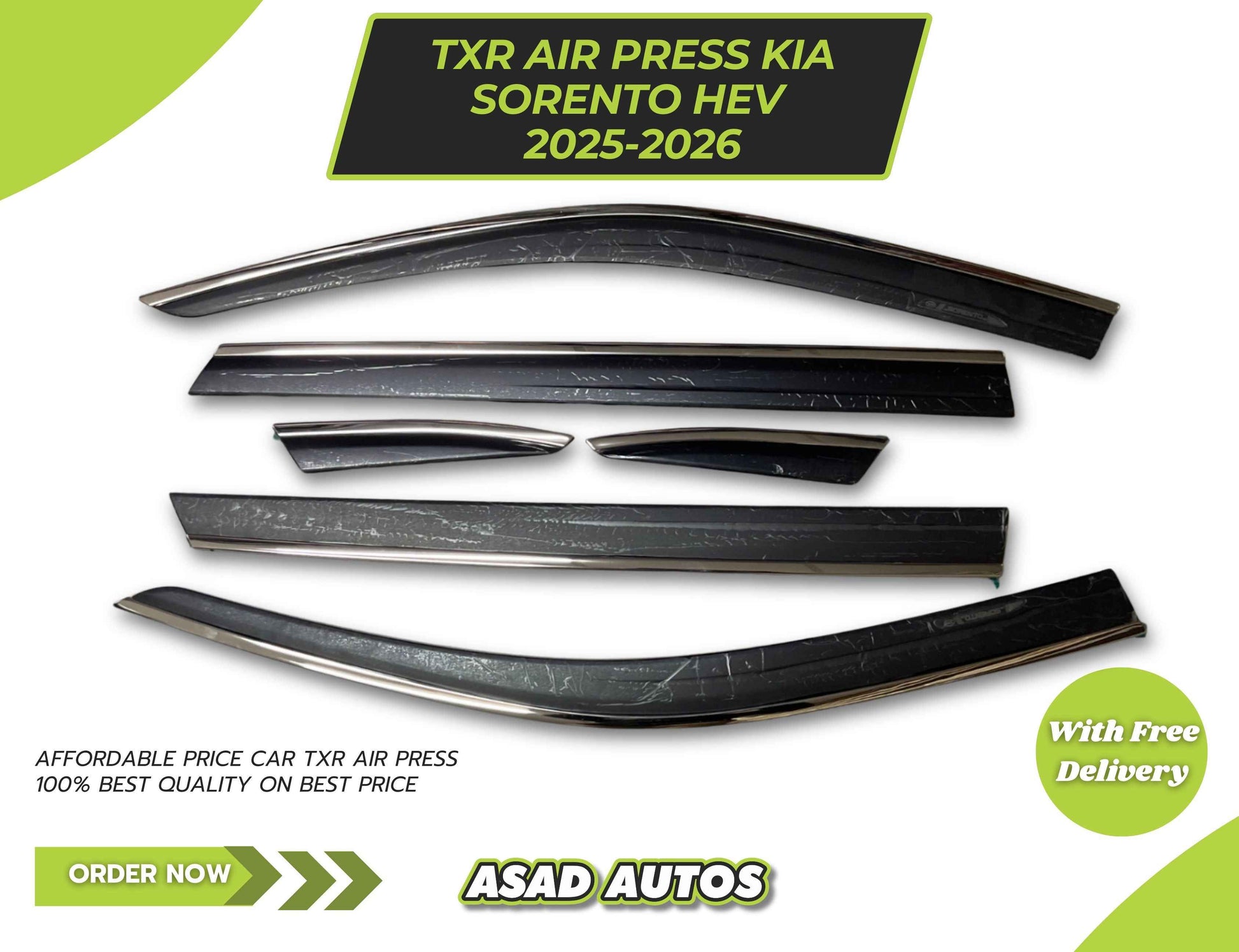 TXR Chrome Sun Visor Air Press (6 Pcs) for Kia Sorento HEV 2025–2026
