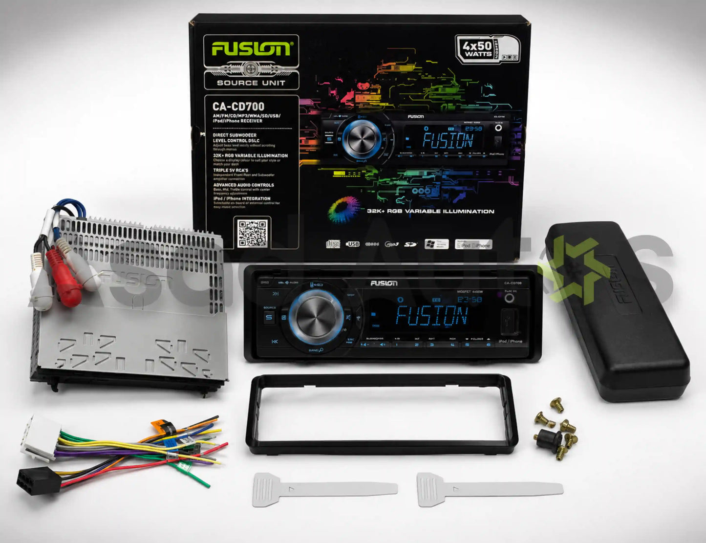 Fusion CA-CD700 Single DIN Car Stereo with USB, AUX, CD Player, SD Card, AM/FM Radio & 4x50W MOSFET Amplifier
