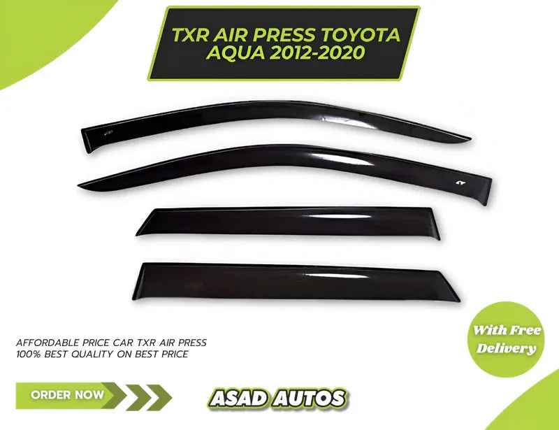 Toyota Aqua TXR Air Press Sun Visor Without Chrome, designed for 2012-2020 models, offering sleek design and reliable weather protection.
