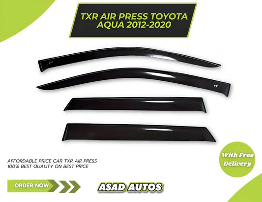 Toyota Aqua TXR Air Press Sun Visor Without Chrome, designed for 2012-2020 models, offering sleek design and reliable weather protection.
