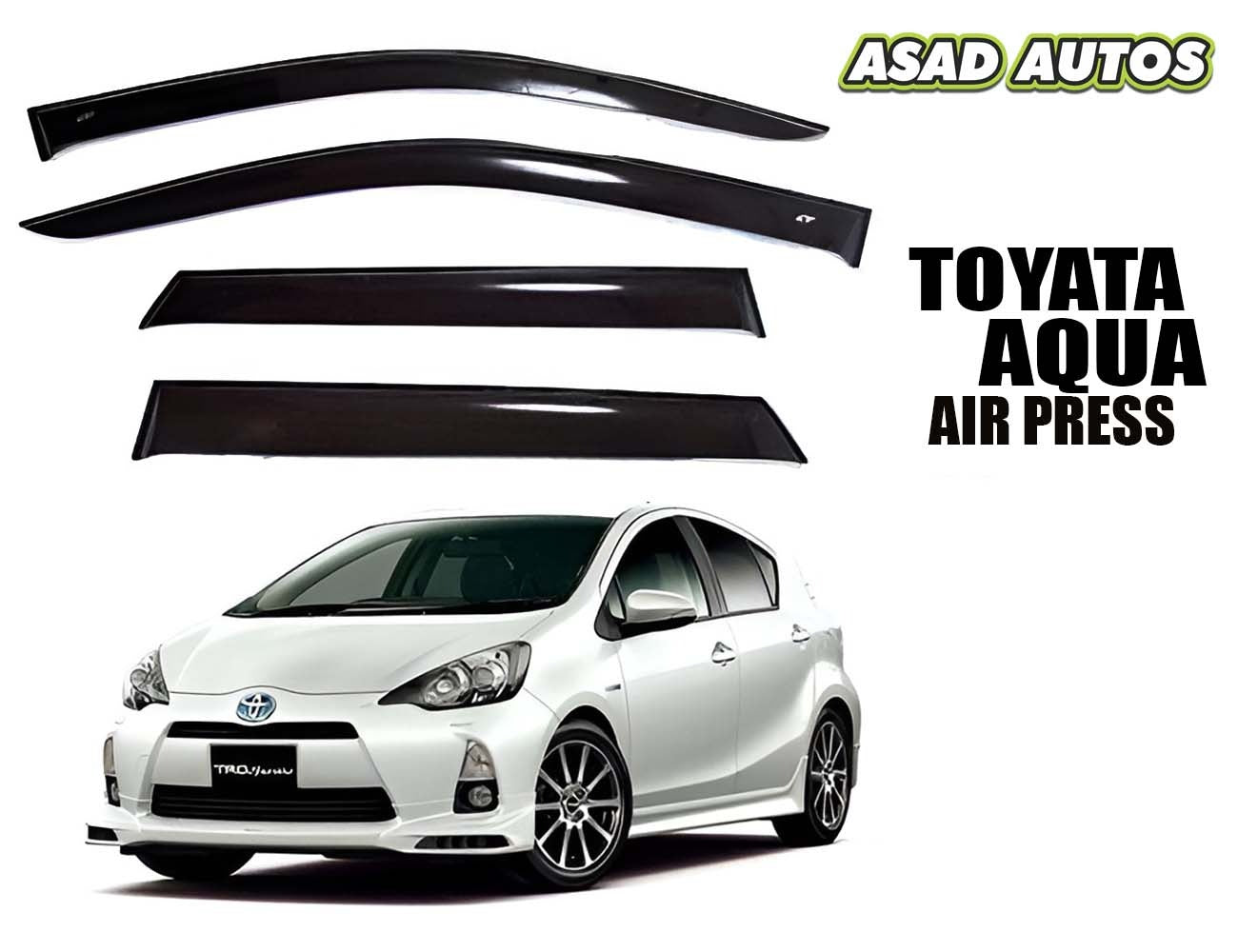 Toyota Aqua TXR Air Press Sun Visor Without Chrome, designed for 2012-2020 models, offering sleek design and reliable weather protection.

