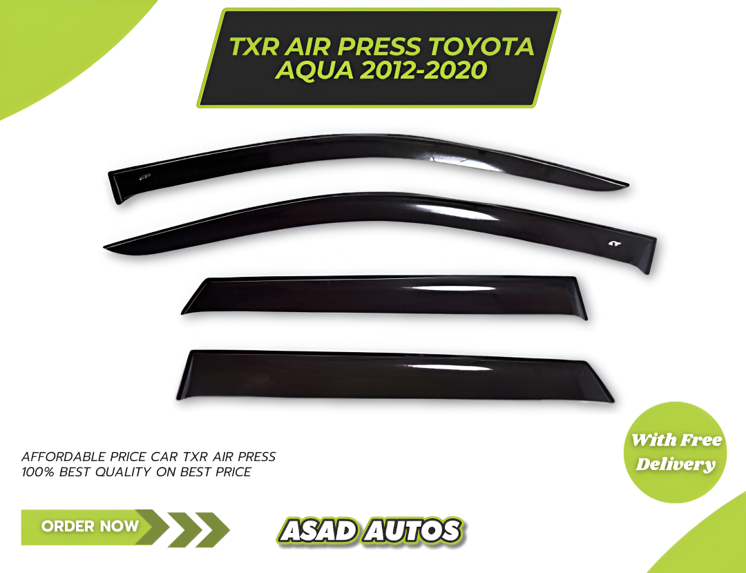 Toyota Aqua TXR Air Press Sun Visor Without Chrome, designed for 2012-2020 models, offering sleek design and reliable weather protection.
