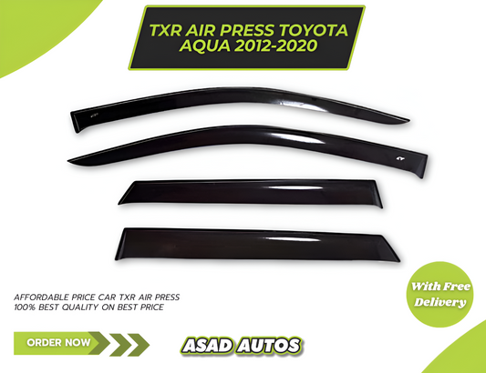 Toyota Aqua TXR Air Press Sun Visor Without Chrome, designed for 2012-2020 models, offering sleek design and reliable weather protection.
