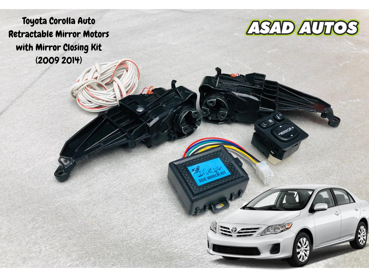 Toyota Corolla Auto Retractable Mirror Motors with Mirror Closing Kit (2009–2014)