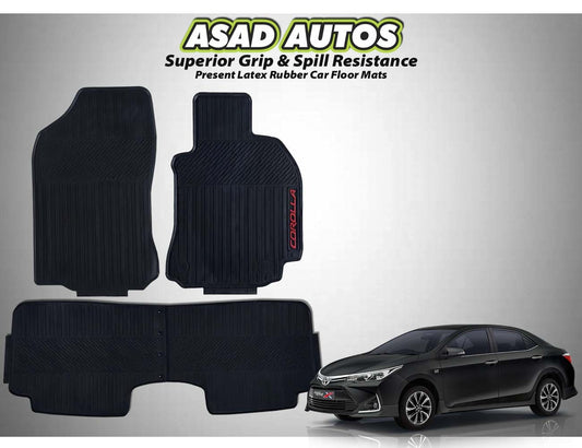 Toyota Corolla 2014-Present Latex Rubber Car Floor Mats offering all-weather protection with a durable, waterproof, and anti-slip design.
