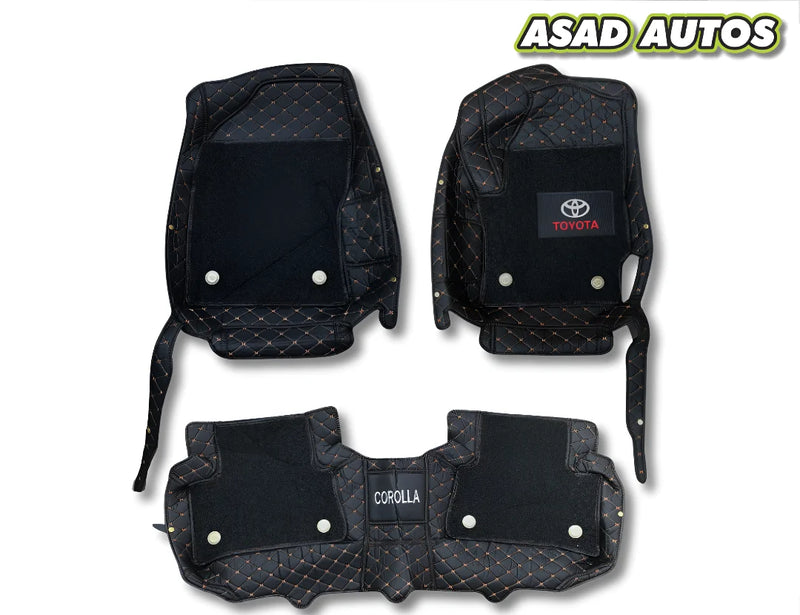 Toyota Cross 11D Floor Mats – Mix Thread Black with Black Grass (2023–2024)