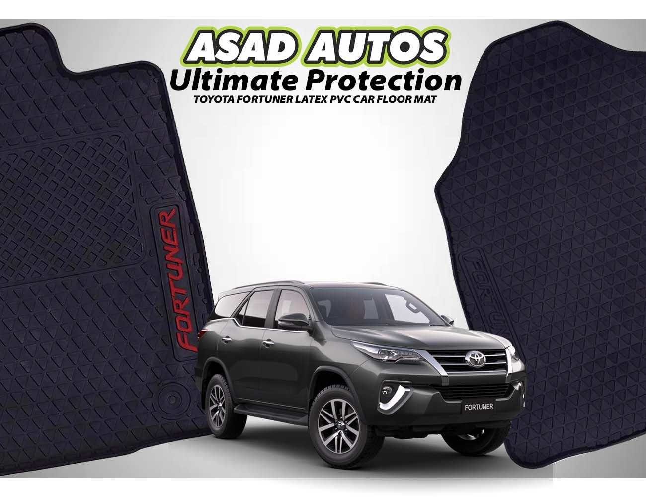 Toyota Fortuner 2014-2021 Latex PVC Car Floor Mats, featuring a custom fit, durable waterproof design, and all-weather protection for enhanced interior cleanliness.