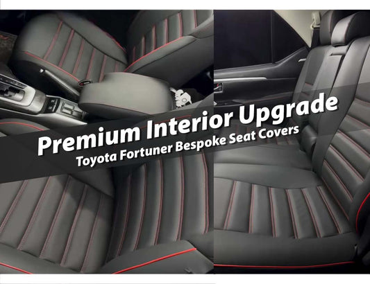 Toyota Fortuner Bespoke Seat Covers made from premium Japanese synthetic fabric for a luxurious and durable interior upgrade.