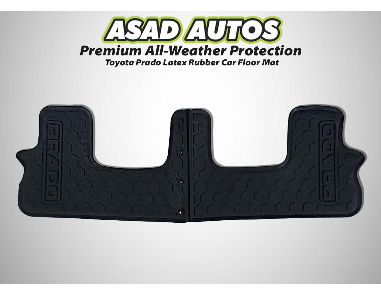 Toyota Prado 2009-2021 Latex Rubber Car Floor Mats, providing durable all-weather protection, a custom fit, and a non-slip design for enhanced interior cleanliness.
