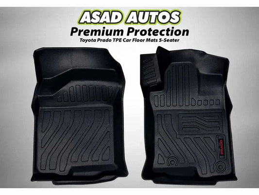Toyota Prado TPE mats for a 5-seater providing all-weather protection and a custom fit.
