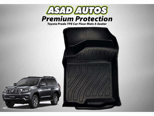 Toyota Prado TPE mats for a 5-seater providing all-weather protection and a custom fit.
