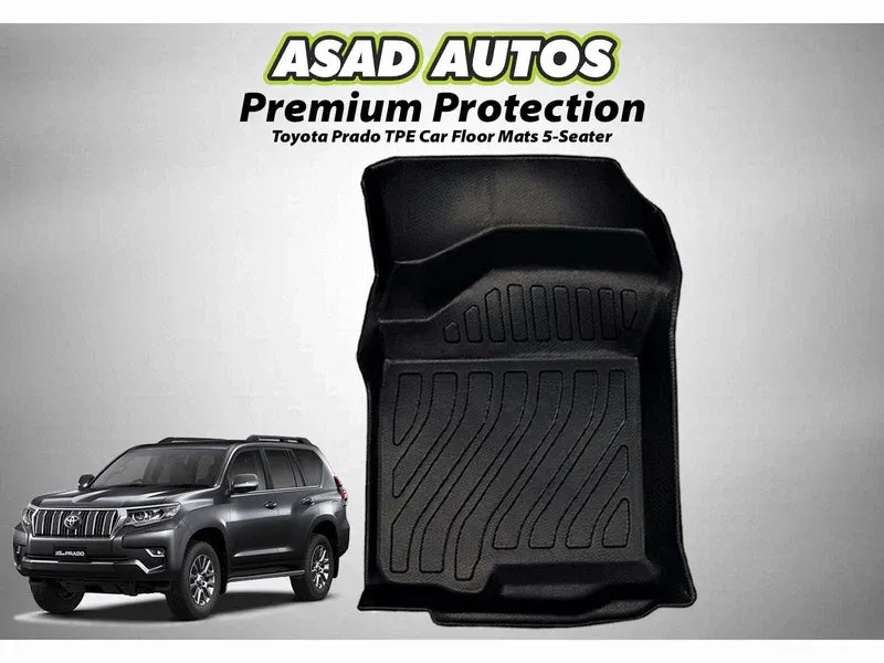 Toyota Prado TPE mats for a 5-seater providing all-weather protection and a custom fit.
