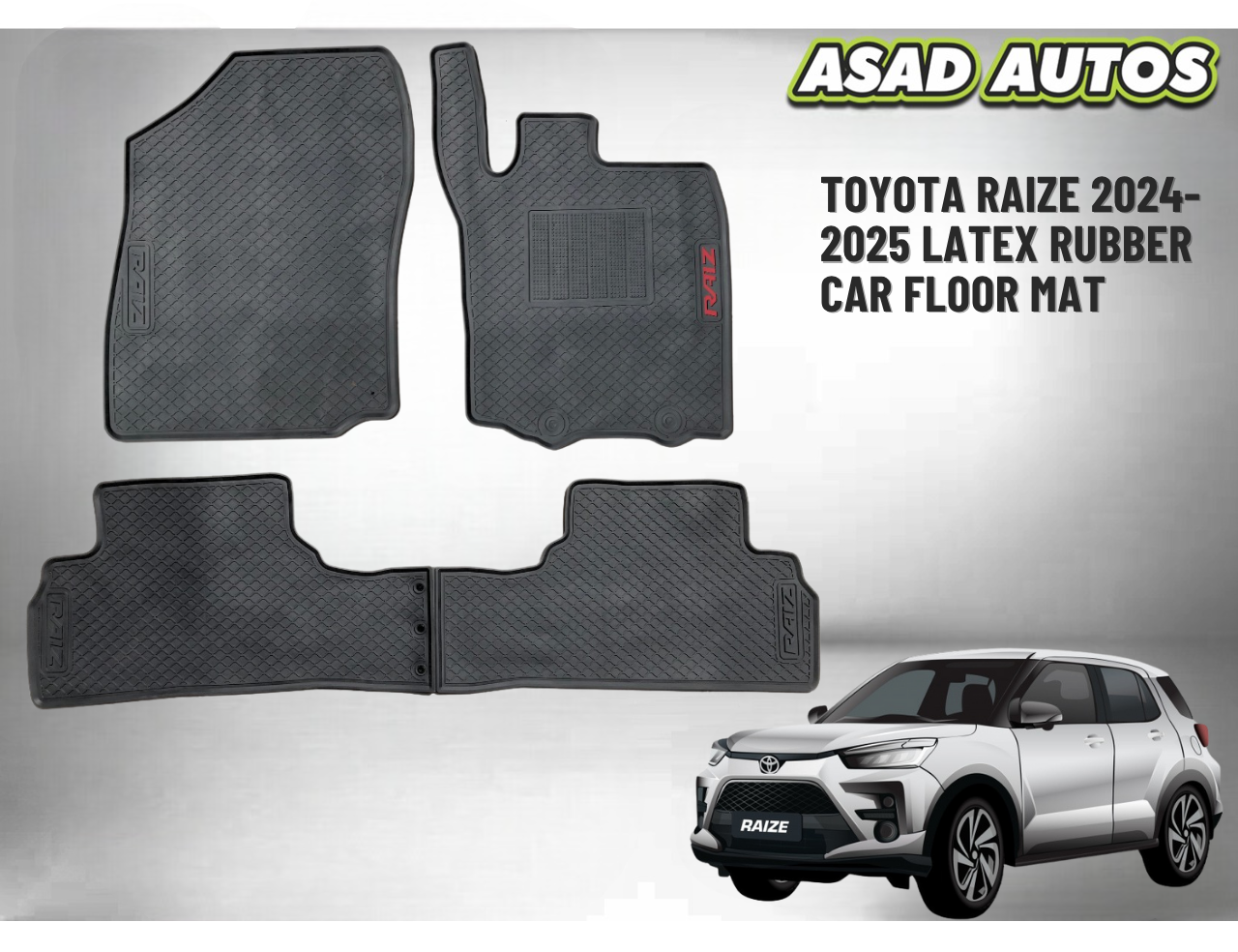 Toyota Raize 2024–2025 Latex Rubber Car Floor Mat – All-Weather Protection

