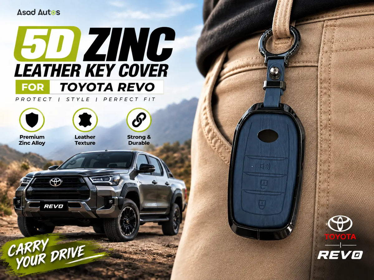Toyota Revo key cover with zinc alloy frame and leather texture