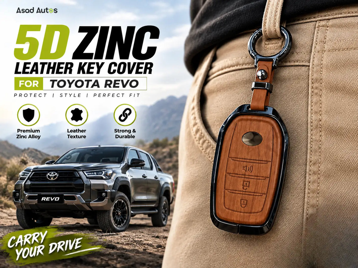 Toyota Revo key cover with zinc alloy frame and leather texture
